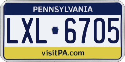 PA license plate LXL6705