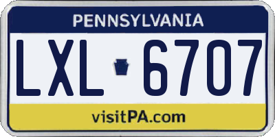 PA license plate LXL6707