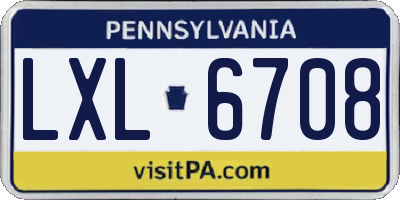 PA license plate LXL6708