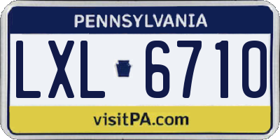 PA license plate LXL6710
