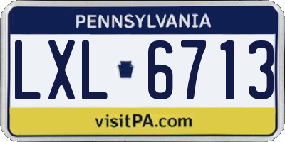 PA license plate LXL6713