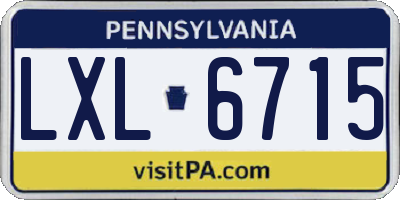 PA license plate LXL6715