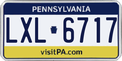 PA license plate LXL6717