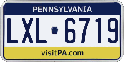PA license plate LXL6719