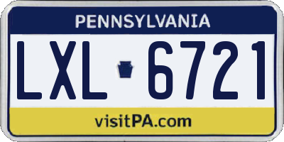 PA license plate LXL6721