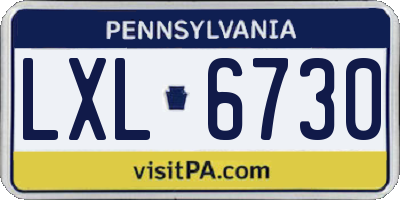 PA license plate LXL6730