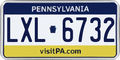 PA license plate LXL6732