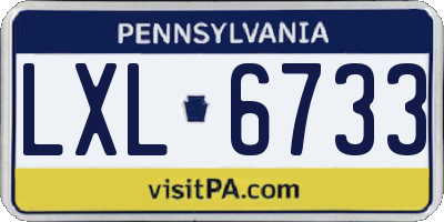 PA license plate LXL6733