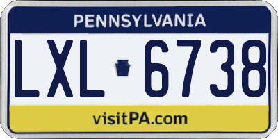 PA license plate LXL6738