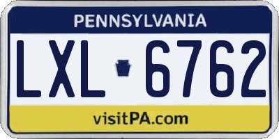 PA license plate LXL6762