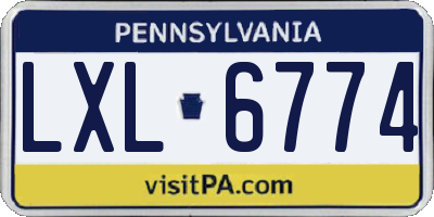 PA license plate LXL6774