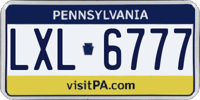 PA license plate LXL6777