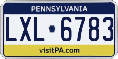 PA license plate LXL6783
