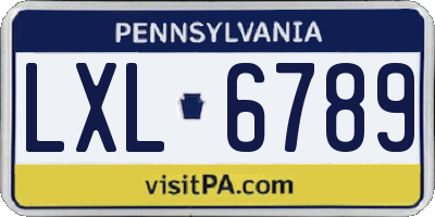 PA license plate LXL6789