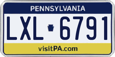 PA license plate LXL6791