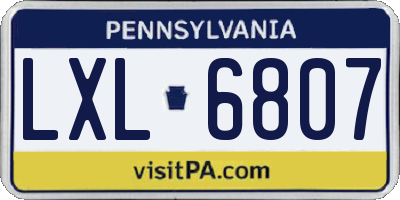 PA license plate LXL6807