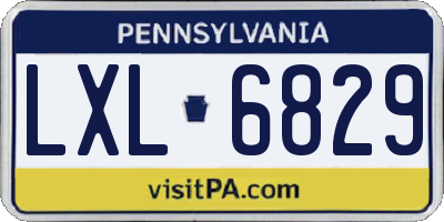 PA license plate LXL6829