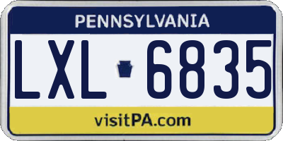 PA license plate LXL6835