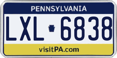 PA license plate LXL6838