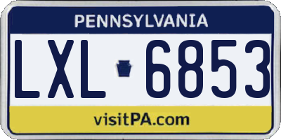 PA license plate LXL6853