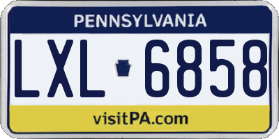 PA license plate LXL6858