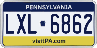 PA license plate LXL6862