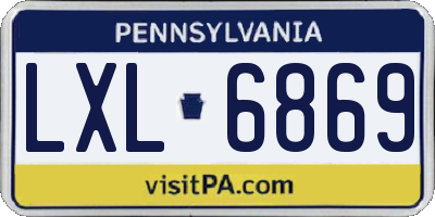 PA license plate LXL6869