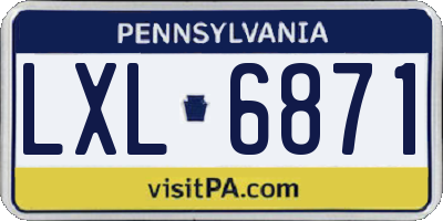 PA license plate LXL6871