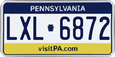 PA license plate LXL6872