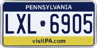PA license plate LXL6905