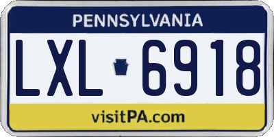 PA license plate LXL6918