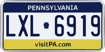 PA license plate LXL6919