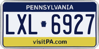 PA license plate LXL6927