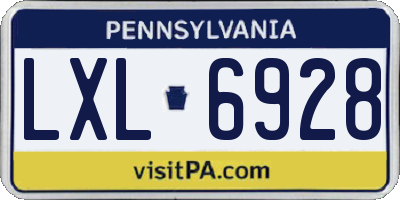 PA license plate LXL6928