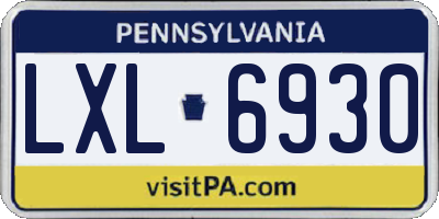 PA license plate LXL6930