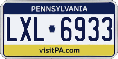 PA license plate LXL6933