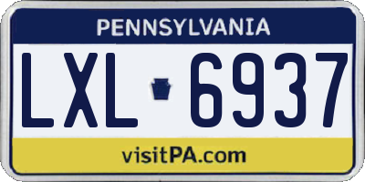 PA license plate LXL6937
