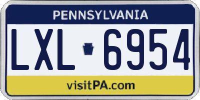 PA license plate LXL6954