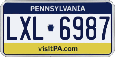 PA license plate LXL6987
