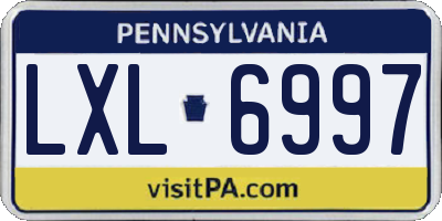 PA license plate LXL6997
