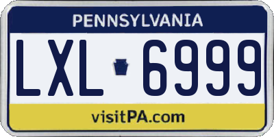 PA license plate LXL6999