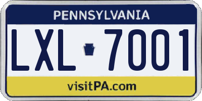 PA license plate LXL7001