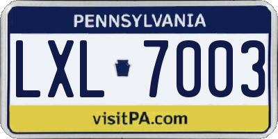 PA license plate LXL7003