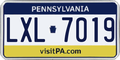 PA license plate LXL7019