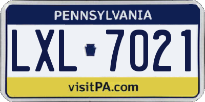 PA license plate LXL7021