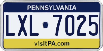 PA license plate LXL7025