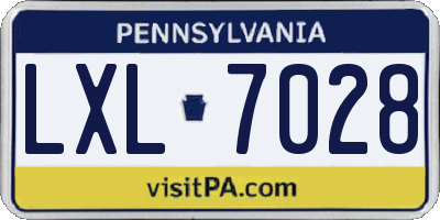 PA license plate LXL7028