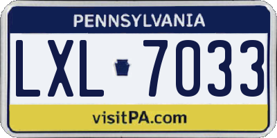 PA license plate LXL7033