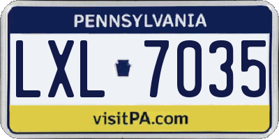 PA license plate LXL7035