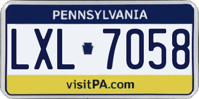 PA license plate LXL7058